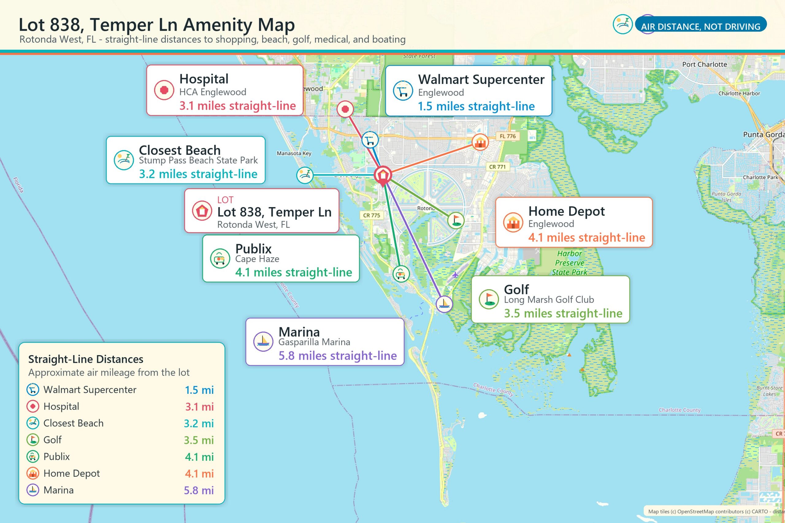 Lot 838 Temper Lane amenity map